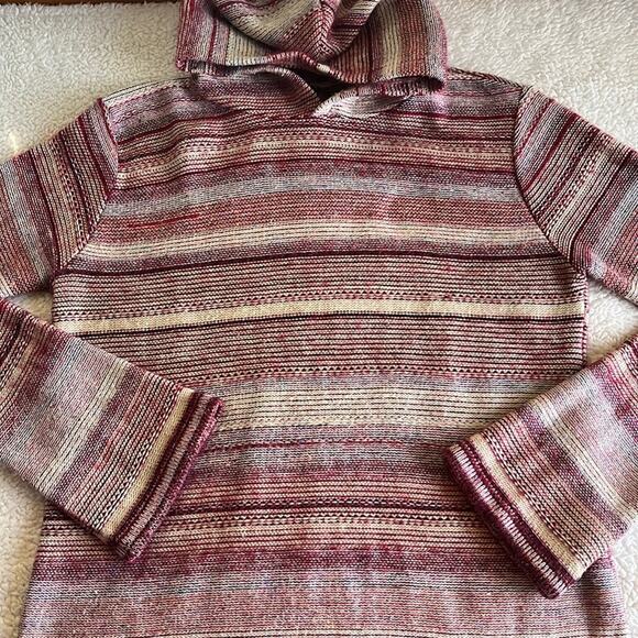 Reusch Meltex Knit Hoodie Top Small Red Multicolor Striped Gorpcore Cabincore - Picture 3 of 9